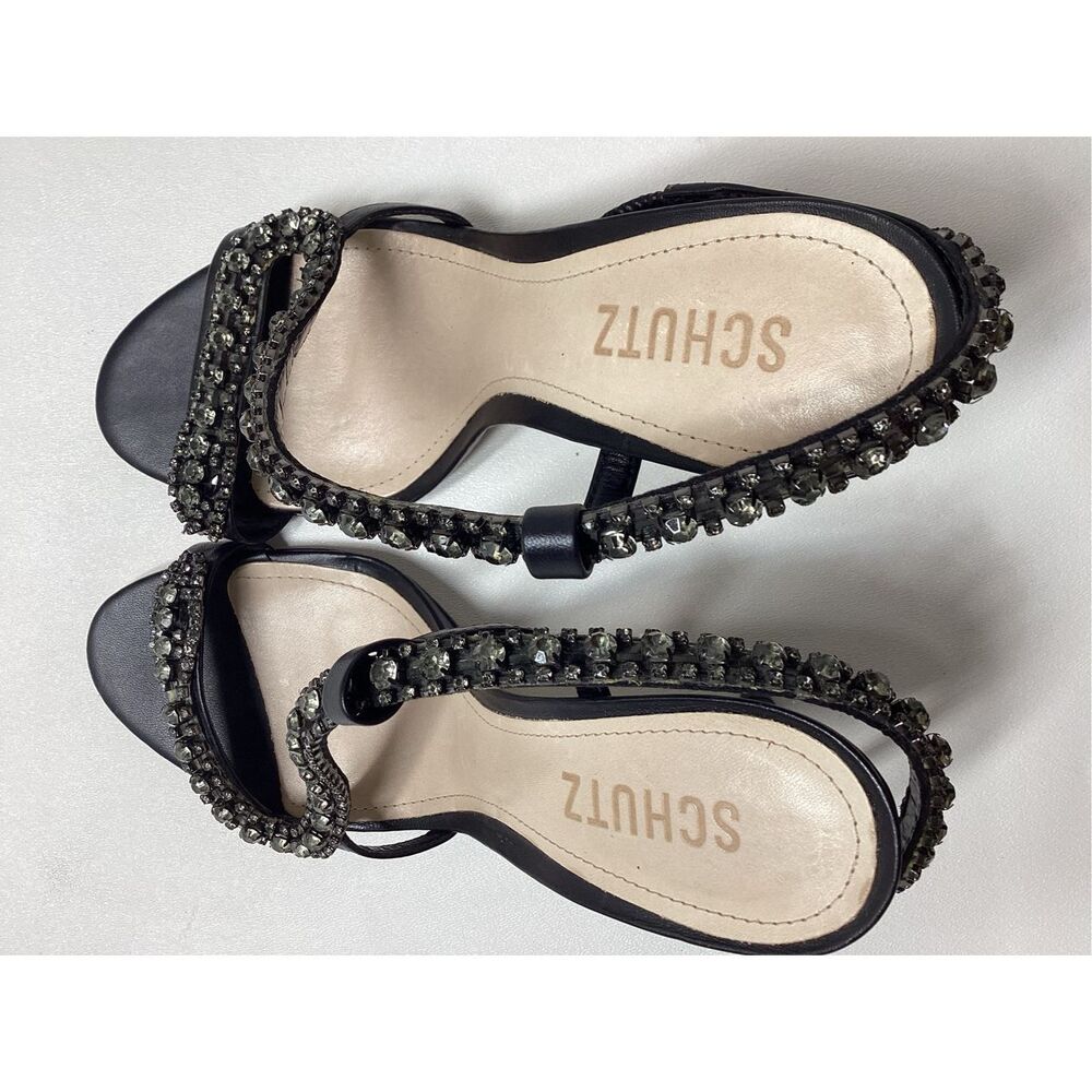 SCHUTZ Black Jeweled Strappy Heels - Picture 8 of 15